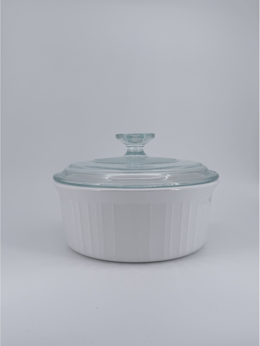 Vintage CorningWare F-5-B 16 oz White Casserole Dish w/ Glass Lid 475mL